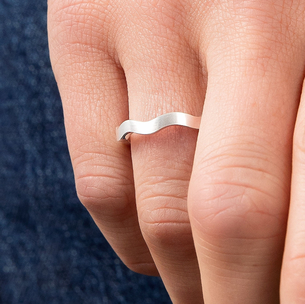 Ring Ocean Waves | Silber 925  mattiert