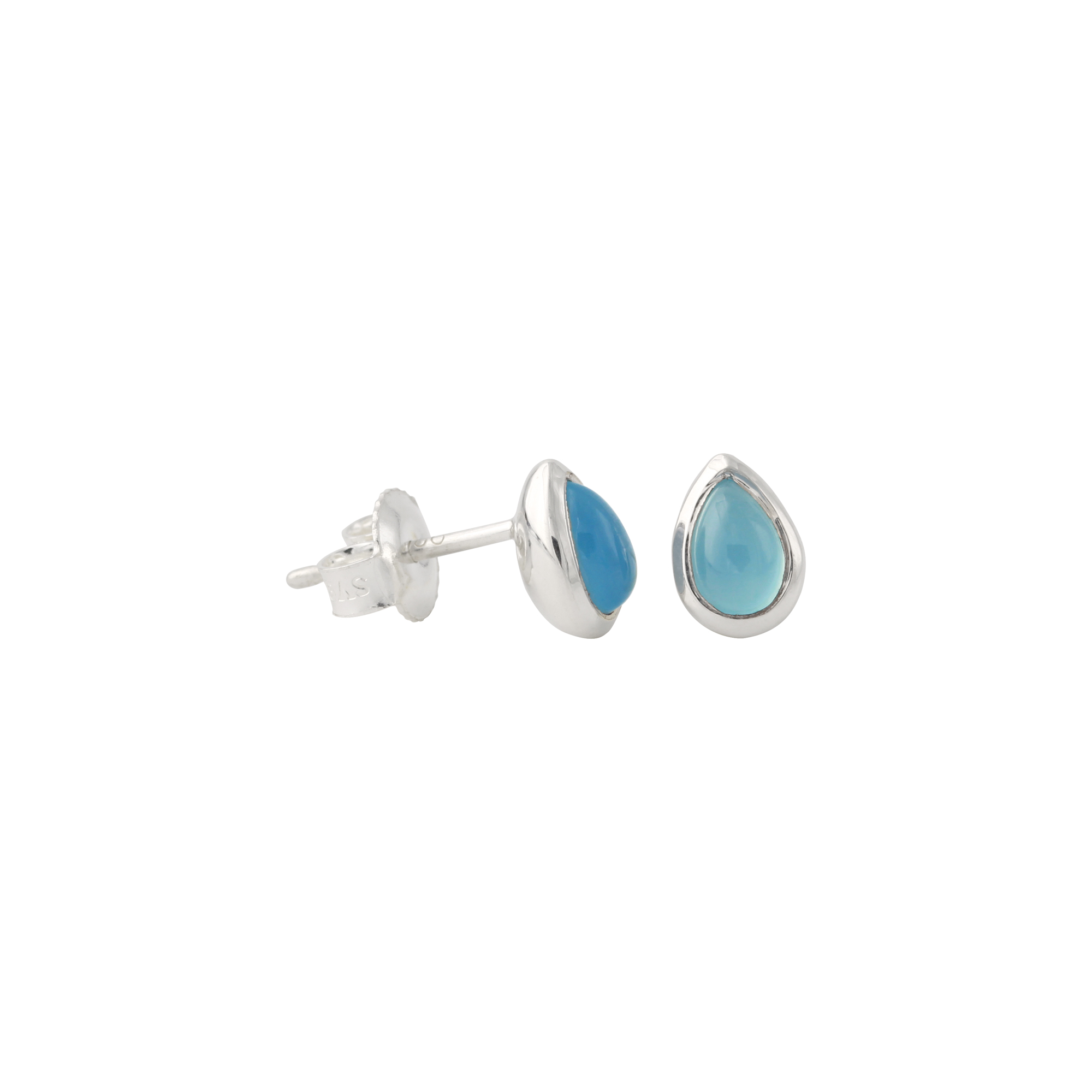 Ohrstecker Silber, Fine Drops mit Chalcedon