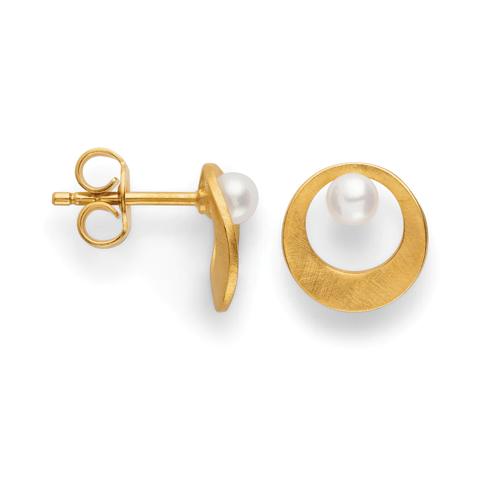 Ohrstecker Luna Pearl | Silber 925 vergoldet matt 