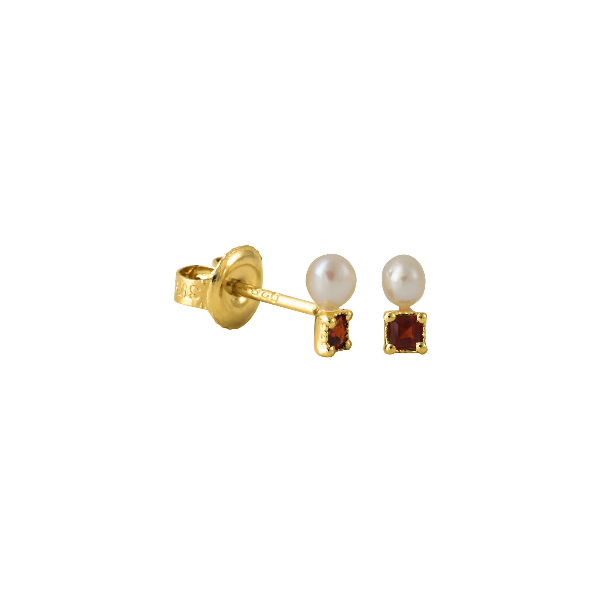Ohrstecker Silber, mit Granat und Perle