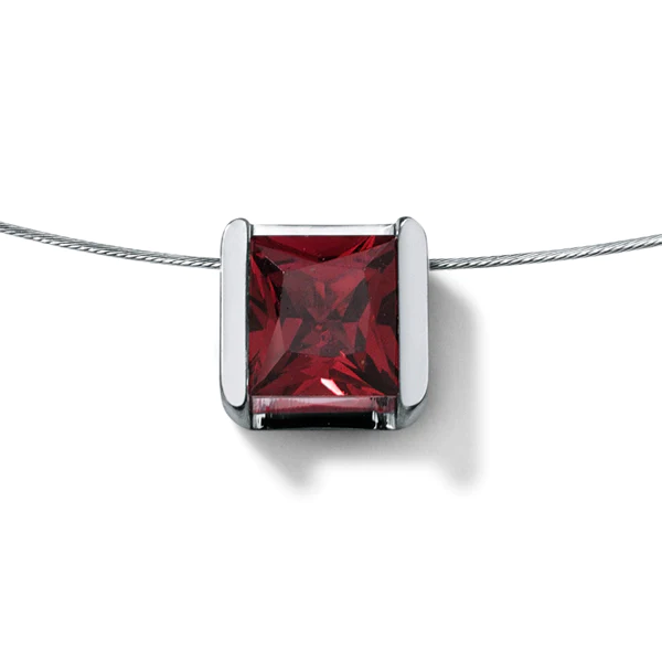 Collier CUBE | Rhodolith | Edelstahl