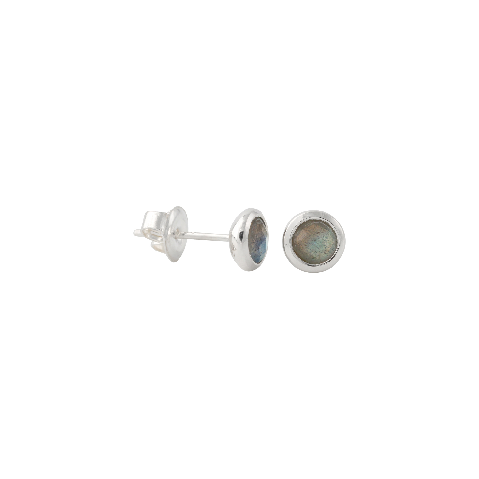 Ohrstecker Silber, Fine flat, mit Labradorit
