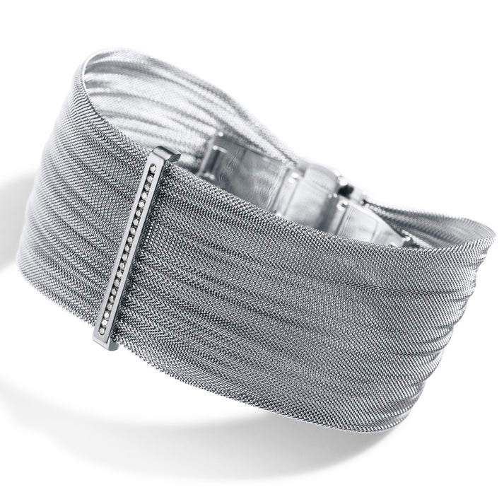 Armband Milanese mit 20 Diamanten | Edelstahl 